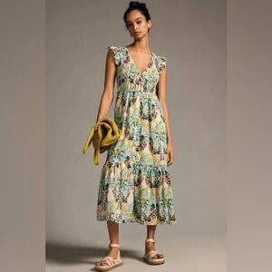 The Peregrine Midi Dress by Anthropologie NWT color: Charteuse